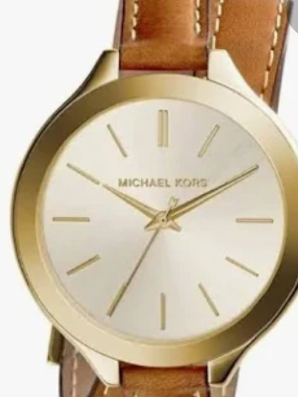 Michael Kors Gold Face Brown Leather Wrap Watch